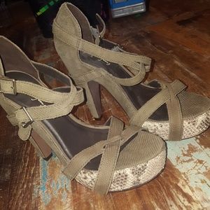 Elizabeth and James snake skin heels